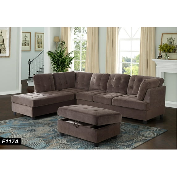 Harlee 112" Wide Corner Sectional with Ottoman