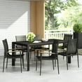 thumbnail image 1 of Harlem Mesh and Aluminum Outdoor 7 Piece Dining Set, Black, 1 of 13