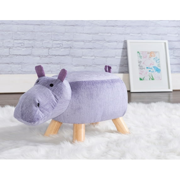 Harlen the Hippo Children's Stool, Purple Chenille