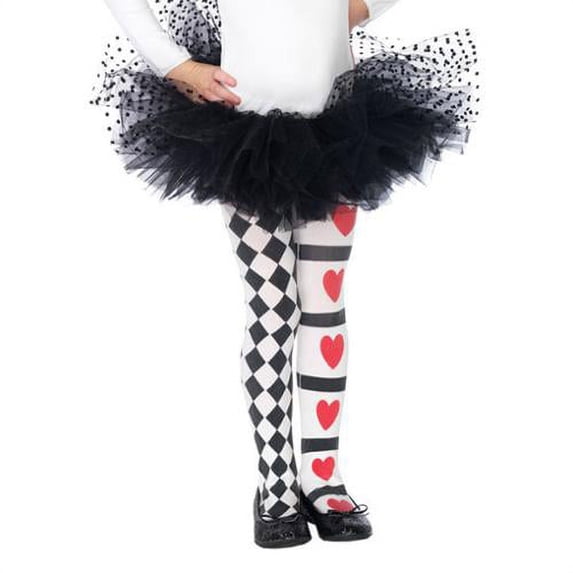 Leg Avenue Children's Harlequin and Heart Tights, X-Large, Black/White