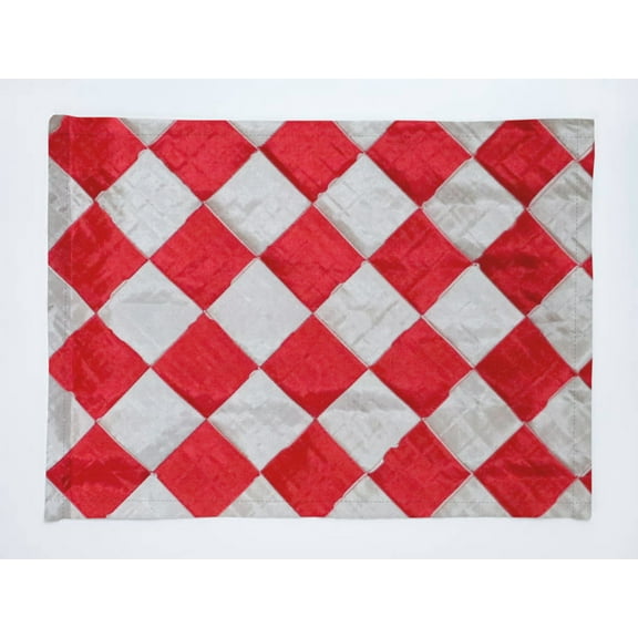 Harlequin Check Pintuck Polyester Taffeta Dinner Table Placemats Holiday Home Decoration 13" x 19" (Pack of 4)