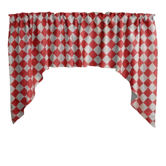 Harlequin Check Pintuck Taffeta Swag Valance Curtain Window Treatment Kitchen Home Décor 72" Wide / 36" Tall
