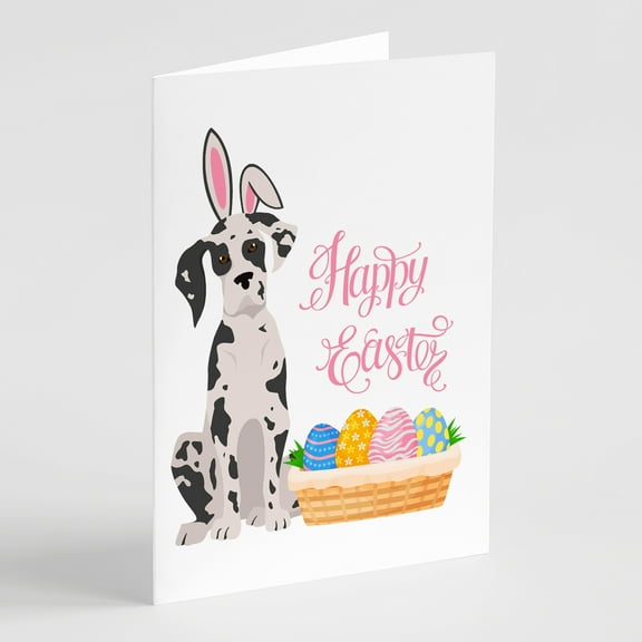 Harlequin Great Dane Easter Greeting Cards and Envelopes Pack of 8 7 in x 5 in
