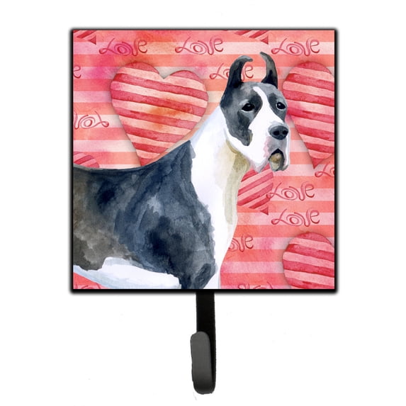 Harlequin Great Dane Love Leash or Key Holder Red