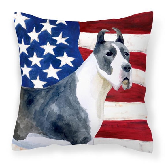 Harlequin Great Dane Patriotic Fabric Decorative Pillow
