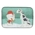 thumbnail image 1 of Harlequin Great Dane Snowman Christmas Dish Drying Mat, 1 of 1