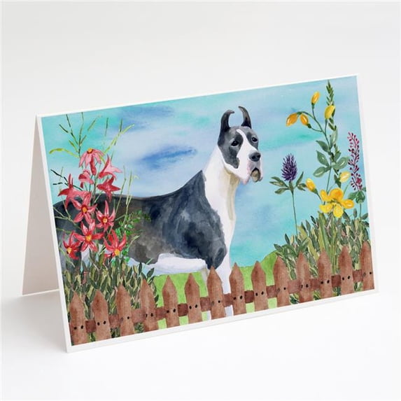 Harlequin Great Dane Spring Greeting Cards & Envelopes - Pack of 8