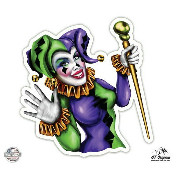 Harlequin Jester - 3" Vinyl Sticker - For Car Laptop I-Pad Phone Helmet Hard Hat - Waterproof Decal
