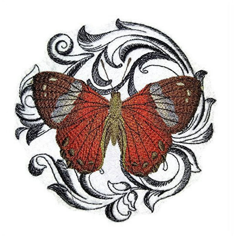 Harlequin Metalmark butterfly /Baroque Embroidered Iron On/Sew patch [5  x5] 