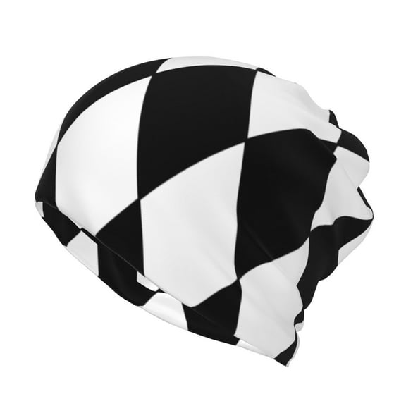 Harlequin Pattern Black And White Beanie Skull Cap Lightweight Hip Hop Dwarf Hat Beanie Hat For Women Men