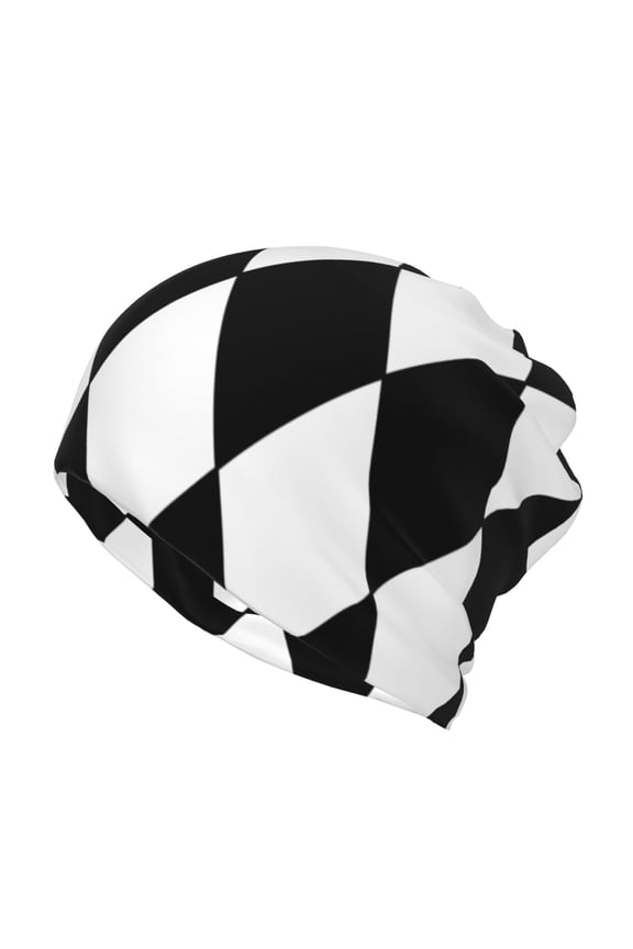 Harlequin Pattern Black And White Beanie Skull Cap Lightweight Hip Hop Dwarf Hat Beanie Hat For Women Men
