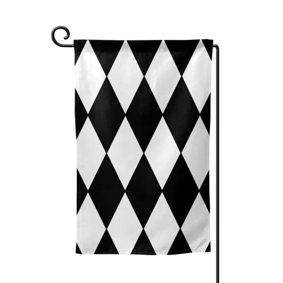 Harlequin Pattern Black And White Double Sided Garden Flag for Indoor Outdoor Decorations 12.5 * 18 Inches Square