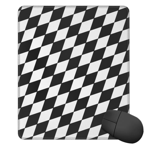 Harlequin Pattern Black And White Square Mousepad Non Slip Rubber Base Mouse Mat For Office Laptop 11.8"X9.8" Inch