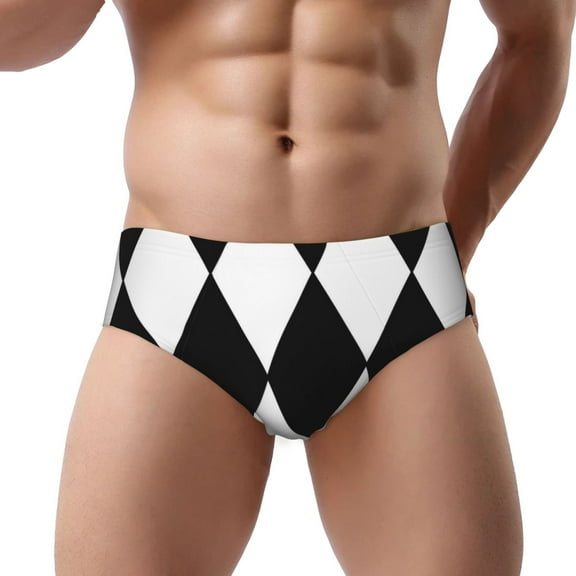 Harlequin Pattern Low Rise Mens Briefs Underwear With Supportive Contour Pouch
