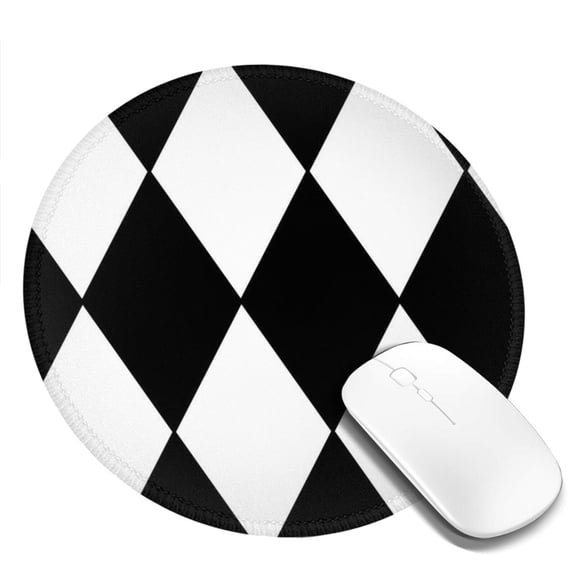 Harlequin Pattern Round MousePad Washable Non-Slip Rubber Base Small Mouse Mat, 7.9×7.9 inches