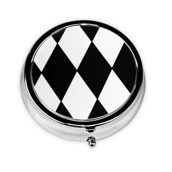 Harlequin Round Portable Pill Box Organizer Vitamin Containers Perfect For Traveling