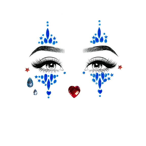 Harlequin adhesive face jewels - O/S / BLUE