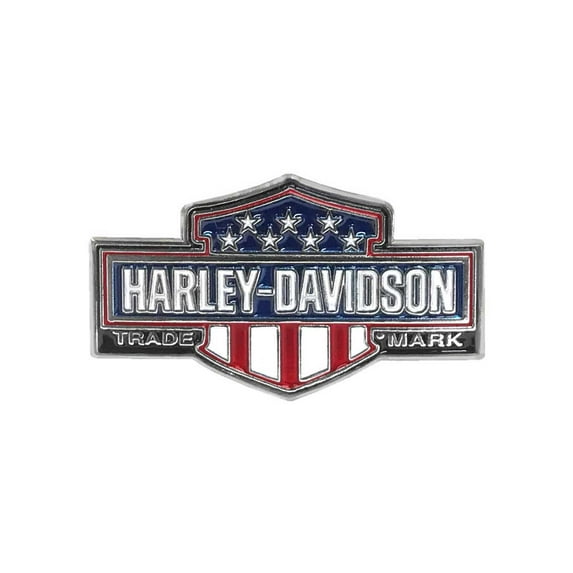 Harley-Davidson 1.25 in. American Flag Trademark B&S Pin, Silver Nickel Finish, Harley Davidson