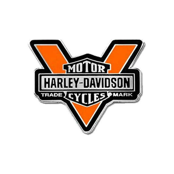 Harley-Davidson 1.5 inch. 'V' Bar & Shield Logo Metal Pin, Silver Nickel Finish, Harley Davidson