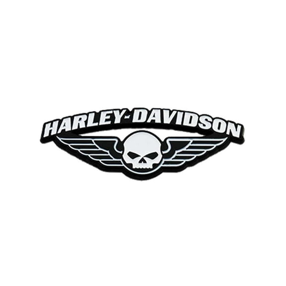 Harley-Davidson 1.75 in. Winged Skull Metal Pin, Black & White Finishes, Harley Davidson