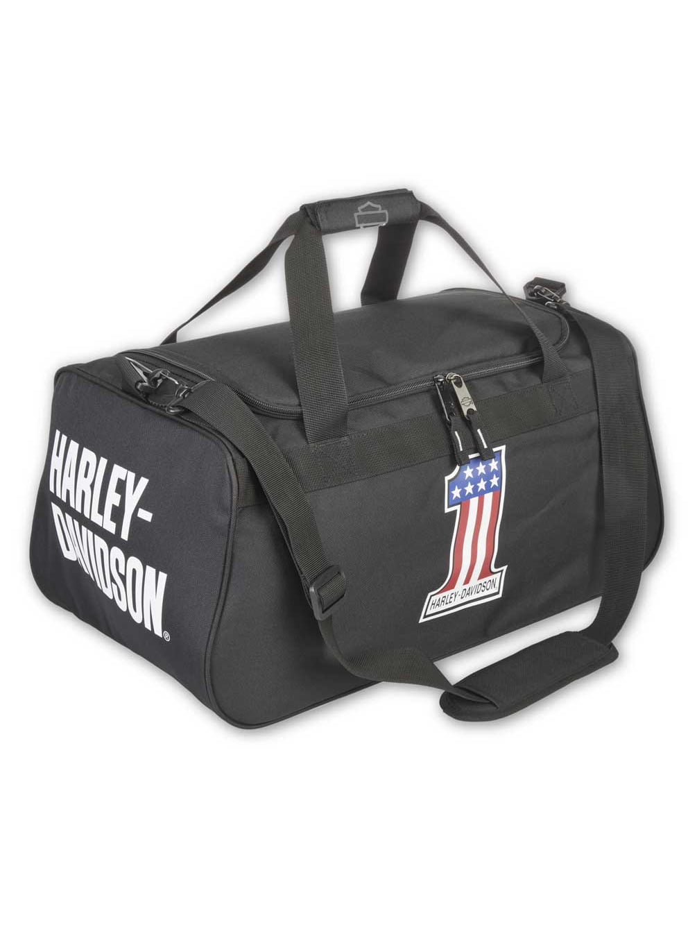 Harley-Davidson #1 RWB Logo Sports Duffel Bag w/ Strap - Black 99418-NUMBER1, Harley Davidson