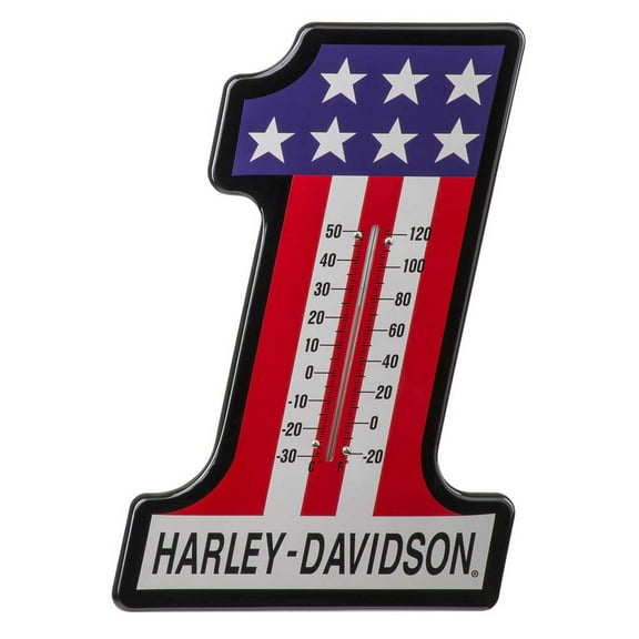 Harley-Davidson #1 RWB Racing Custom Shaped Logo Durable Metal Thermometer, Harley Davidson