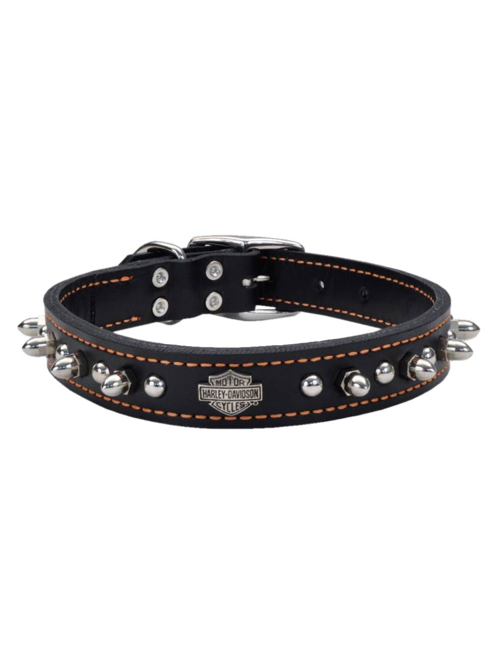 HarleyDavidson 1 in. Adjustable Leather Spiked Premium Dog Collar 20