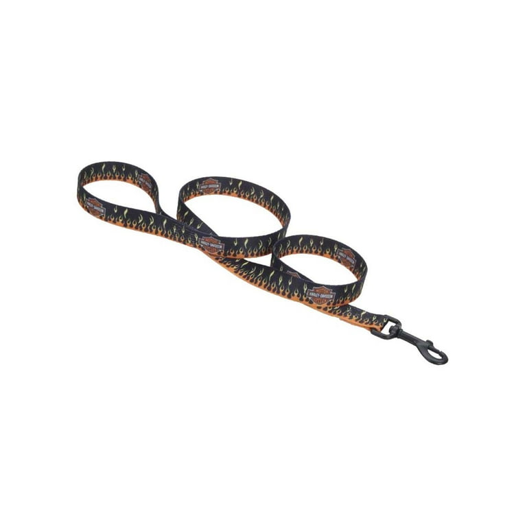 Harley Davidson 1 in. Flames Bar Shield Dog Leash 6 ft. Black