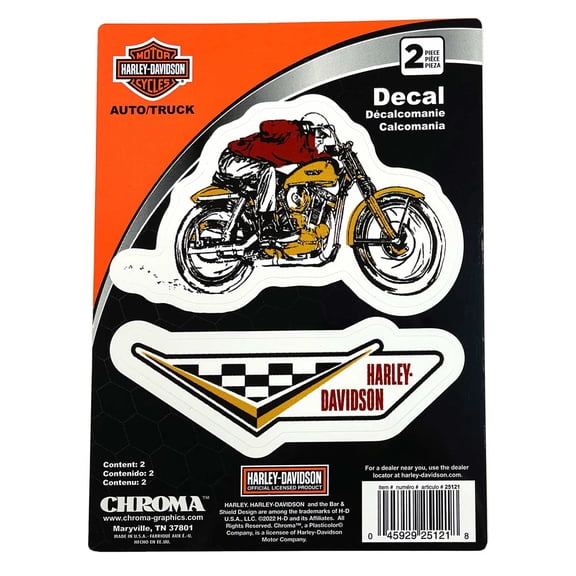Harley-Davidson 2-Piece Vintage Racing White Decals - 2 Pack - 6 x 8 in., Harley Davidson
