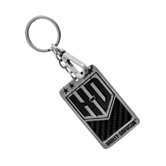 Harley-Davidson 2-Sided Americana Carbon Fiber Metal Key Chain - Silver Finish, Harley Davidson