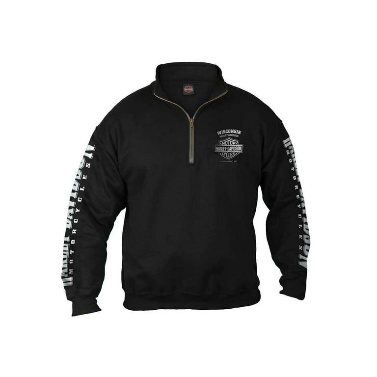 Harley-Davidson 2X-Large Men's Lightening Chest 1/4 Zip Cadet Pullover  Sweatshirt (2XL) 30293887