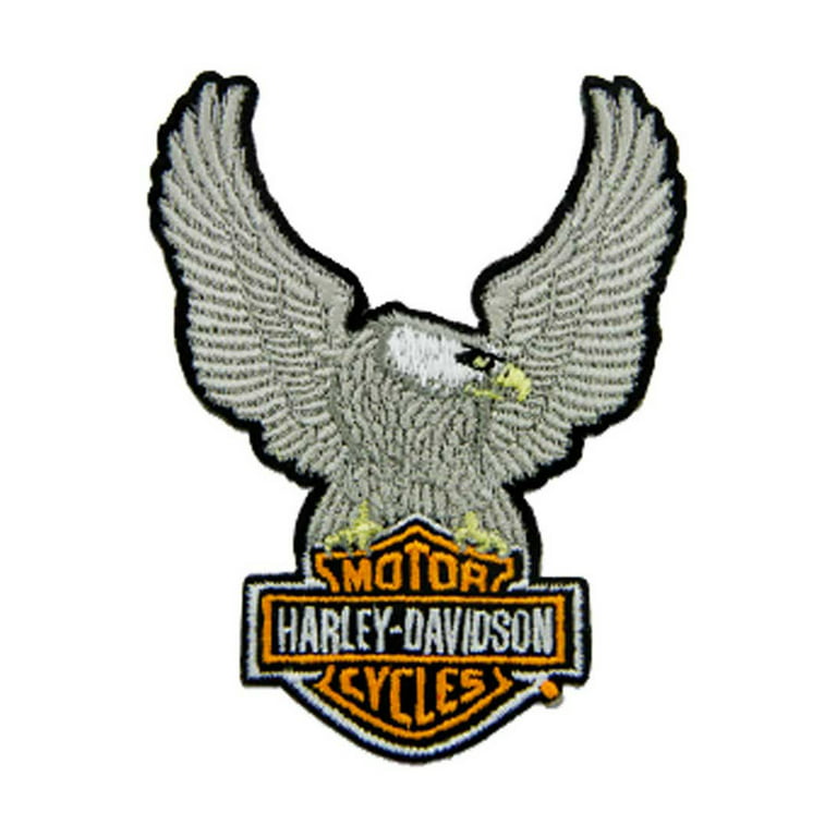 Harley-Davidson 3.5 in Embroidered Silver Eagle Bar & Shield Emblem Sew-On  Patch, Harley Davidson 