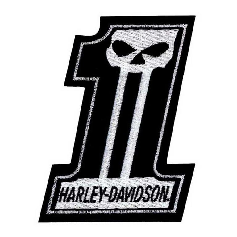 Harley-Davidson 3 in. Embroidered Dark Custom #1 Skull Small Emblem Sew-On  Patch, Harley Davidson 