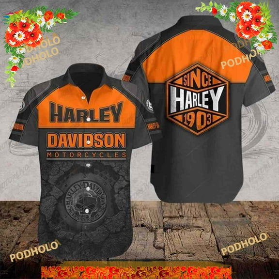 Harley Davidson 3d Funny Hawaiian Shirt For Mens