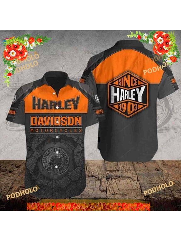 Harley Davidson 3d Funny Hawaiian Shirt For Mens