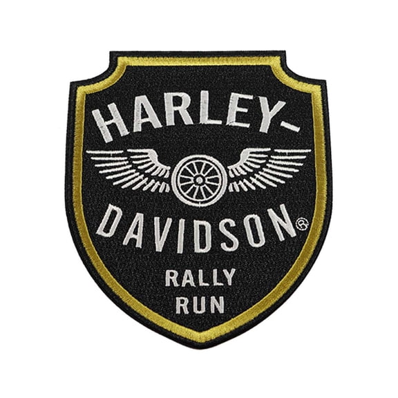 Harley-Davidson 4 in. Embroidered Rally Run Emblem Sew-On Patch - Black, Harley Davidson
