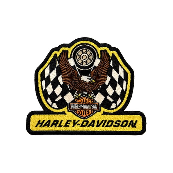 Harley-Davidson 4 in. Embroidered Supercharged Emblem Sew-On Patch, Yellow, Harley Davidson