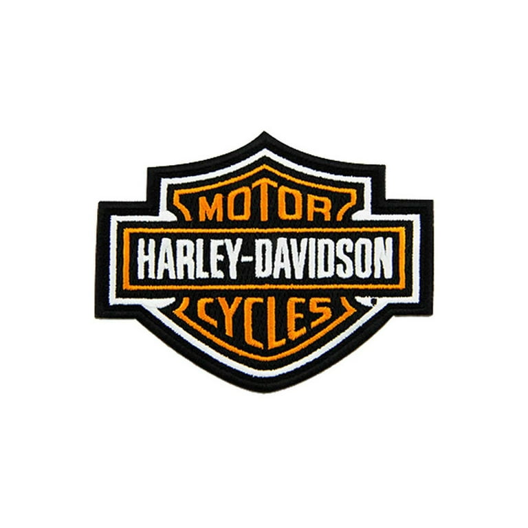 Harley-Davidson 4 inch Embroidered Orange Bar & Shield Logo Emblem Sew-On  Patch, Harley Davidson