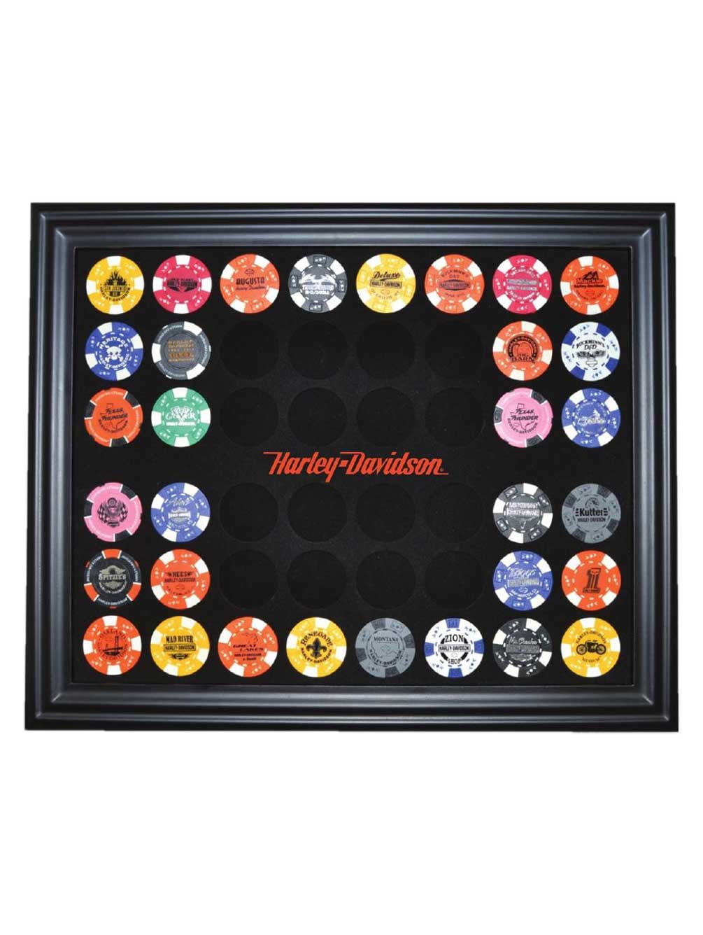 HarleyDavidson 48 Poker Chip Collectors Frame, 21.25 x 15.25 inch