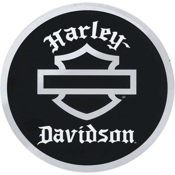 Harley-Davidson Silhouette Old English Chrome Vinyl Decal - Black - 6 x 8 in., Harley Davidson