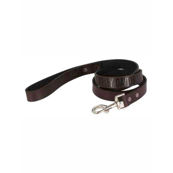 Harley-Davidson 60 Inch Leather Embossed H-D Logo Pet Leash - Solid Brown, Harley Davidson