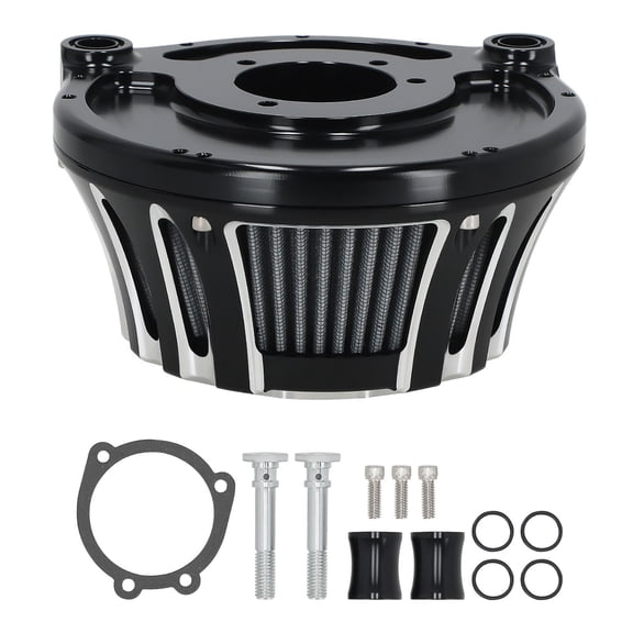 Harley-Davidson Air Cleaner Intake Filter Kit - Dyna FXDF/FXDB/I 2006-2017, FXDL/I 1999-2017, Billet Aluminum, Black Filter, Direct Replacement, Velocity Stacked, Authority ID: MXR02FXSY