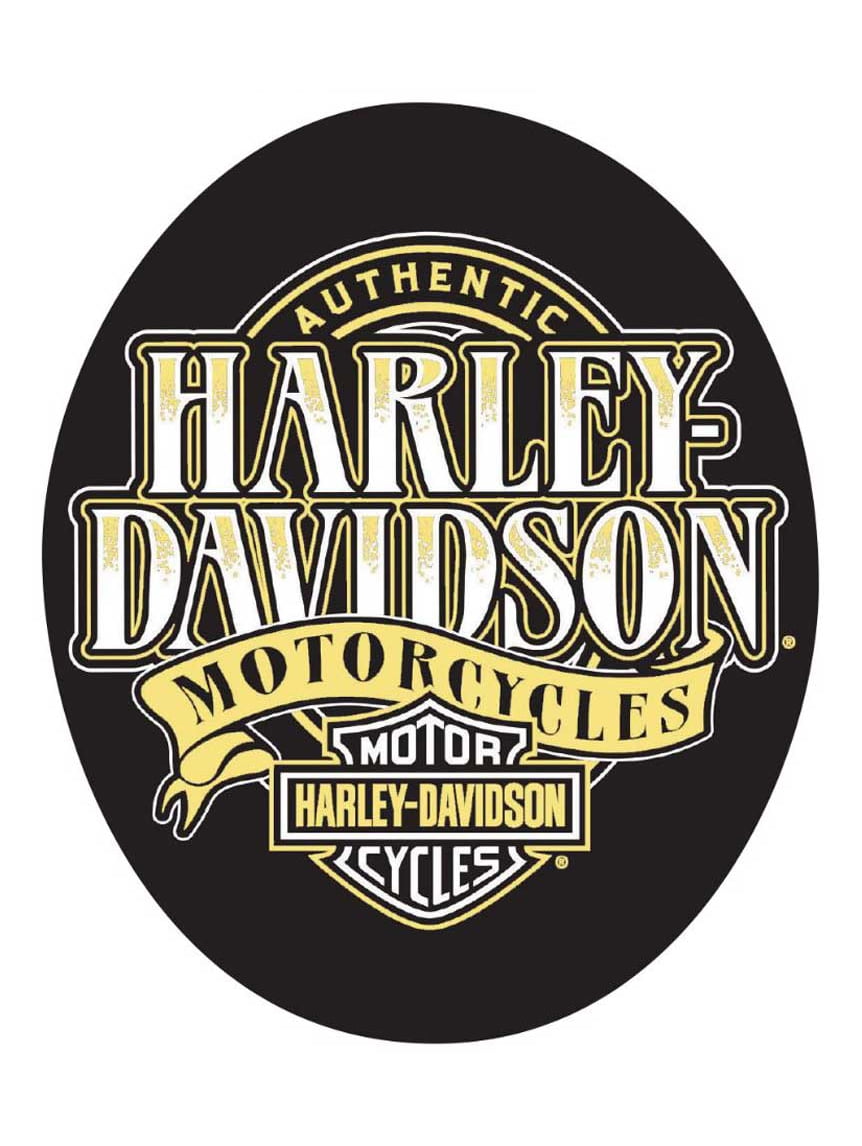 Harley-Davidson Authentic Embossed Oval Tin Sign, 13 x 15.75 inches - Black, Harley Davidson