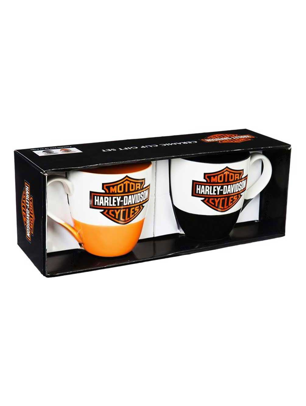 Harley-Davidson® Ride & Rest Travel / Coffee Ceramic Mug Set, Black & Orange