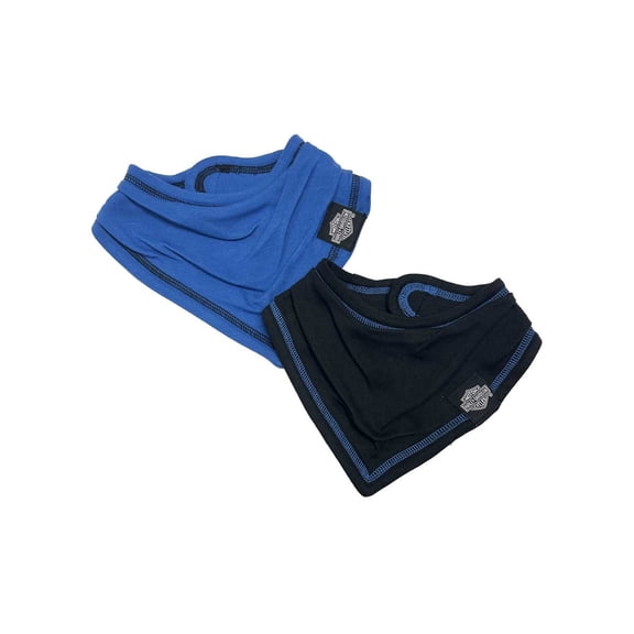 Harley-Davidson Baby Boys' 2-Pack Bar & Shield Logo Bandana Bibs - Blue & Black, Harley Davidson