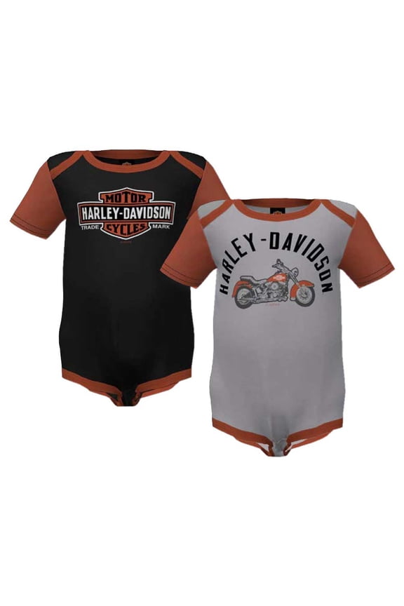 Baby Boys' 2-Pack Colorblock Rib Creeper Set- Gray/Black (9/12M), Harley Davidson