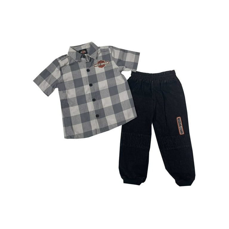 Harley-Davidson Baby Boys' 2-Piece Infant Plaid Shirt Denim Pant