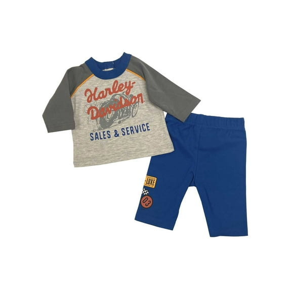Harley-Davidson Baby Boys' 2-Piece Newborn 3/4 Sleeve Tee & Pant Set (6/9M), Harley Davidson