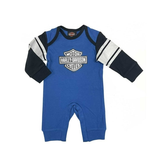 Harley-Davidson Baby Boys' Bar & Shield Logo Knit Coveralls - Blue/Black (9/12M), Harley Davidson