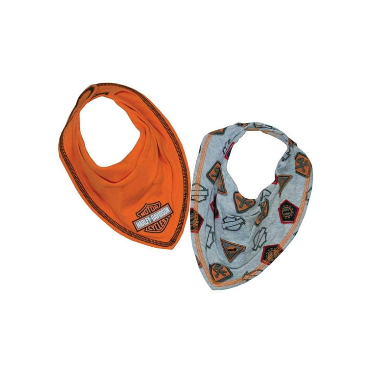 Harley Davidson Baby Boys Interlock 2 Pack Bandana Bibs Orange Gray 7051627 Harley Davidson Walmart